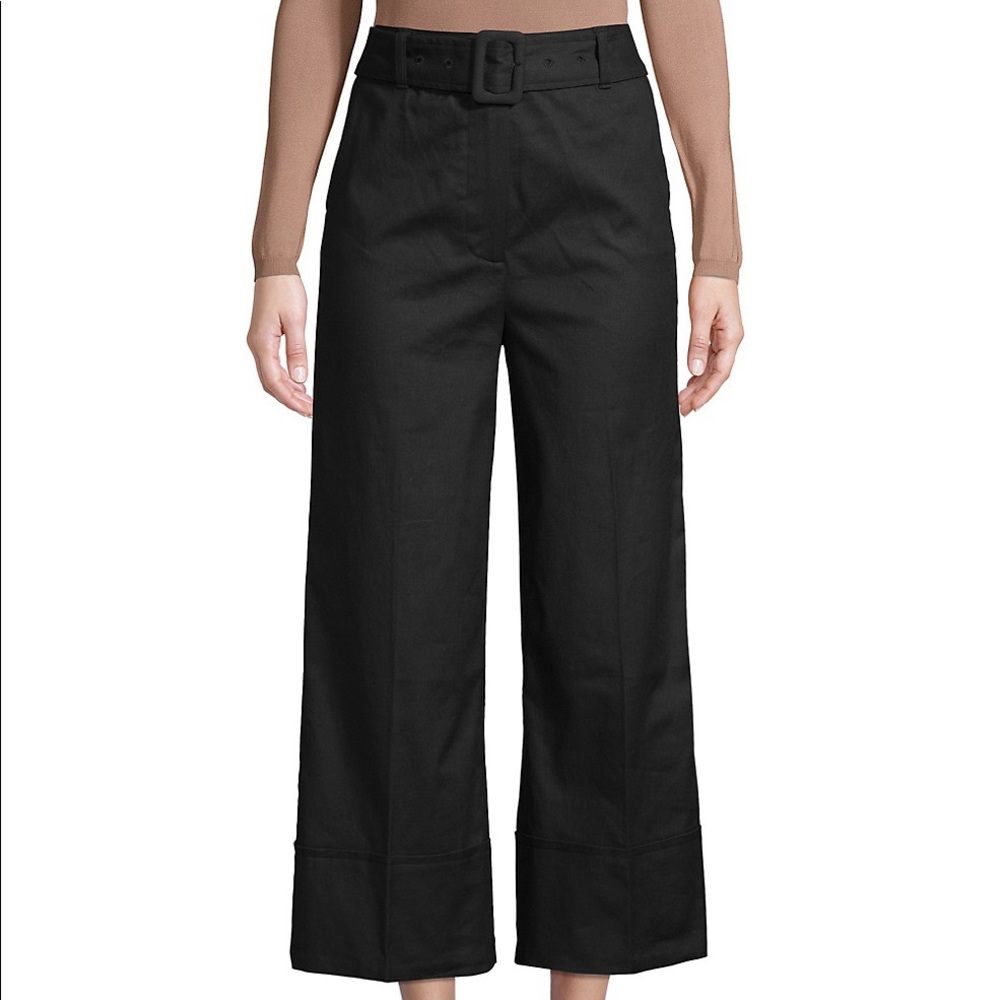 FRAME High Waisted Black Belted Cropped Pants
